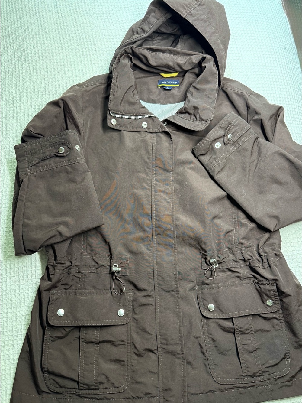 Lands' End Women's Hooded Utility Jacket in Dark Brown